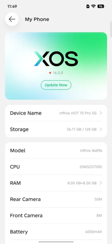 Infinix Hot 70 Pro View 53 - Camera, Display & Design