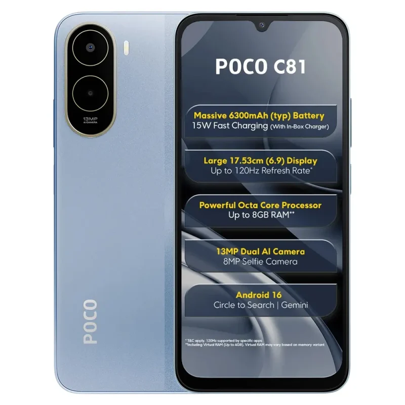 Xiaomi Poco C81 View 12 - Camera, Display & Design