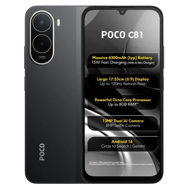 Xiaomi Poco C81 View 23 - Camera, Display & Design